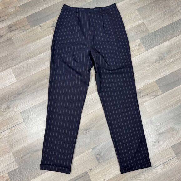 Casual Corner Pinstripe Cuff Hem Trouser Dress Pants Black 10 - Picture 8 of 13